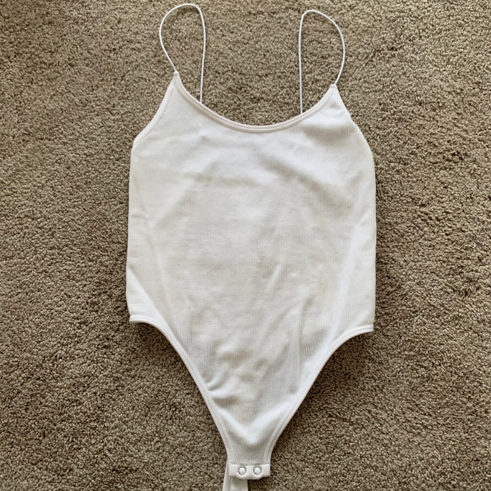 Ribbed spaghetti strap bodysuit